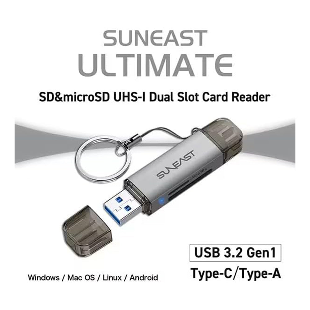SUNEAST SD MicroSD UHS-I Dual-Slot Card Reader